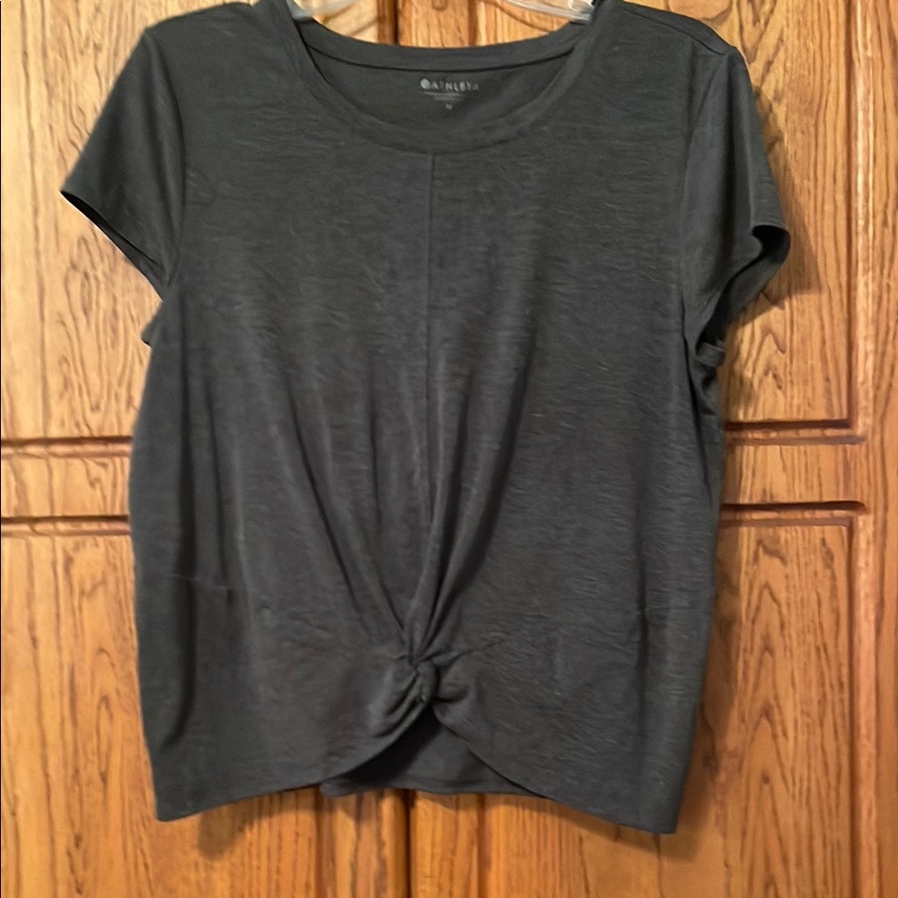 Athleta Black Short Sleeve Knot Front Tee